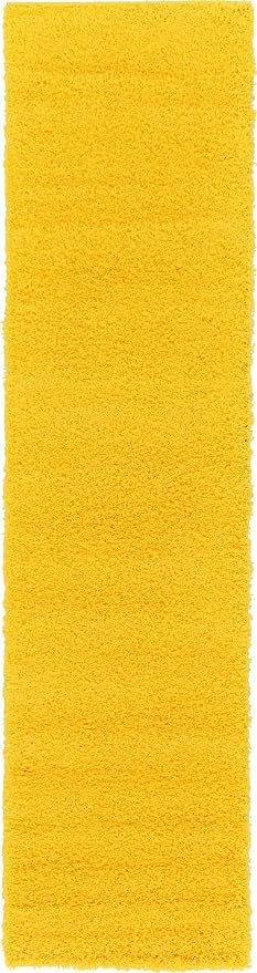 Unique Loom Solid Shag Collection Area Rug (2' 7" x 10' Runner Tuscan Sun Yellow)