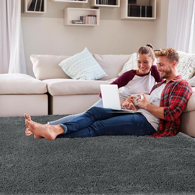 Area Rug 10x12 for Living Room Grey - Large Shag Soft Carpet | Cloud-Soft Comfort: Microfiber Memory Foam - Bare Feet Love The Sink-In Softness Your Whole Family Enjoys Every Day