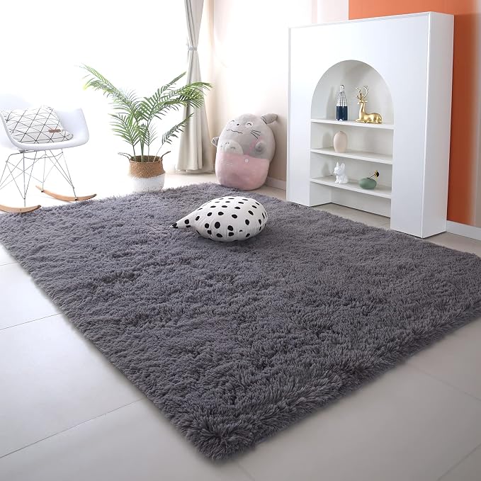 Area Rug 9x12 for Living Room - Large Shag Soft Non-Slip Carpet | Modern Grey Style: Cool Neutral Grey Complements Any Sofa, Furniture Or Decor - A Timeless Choice For Any Living Space