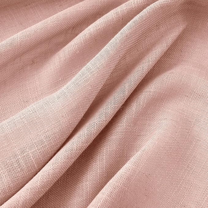 MIULEE Blush Pink Linen Curtains 96 Inches Long 2 Panels for Bedroom, Soft Thick Linen Textured Window Drapes Semi Sheer Light Filtering Back Tab for Living Room Light Pink Decor