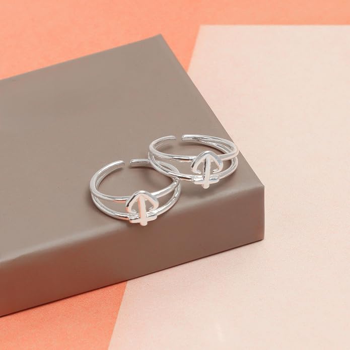 LeCalla 925 Sterling Silver Toe Ring for Women | Minimalistic Adjustable Pair of Toe-Rings | Mid Finger Bichhiya | Indian Toe Rings | Summer Beach Bare Foot Foot Jewelry