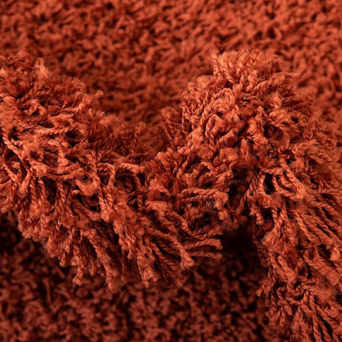 Unique Loom Solid Shag Collection Area Rug (3' 3" Round, Terracotta)