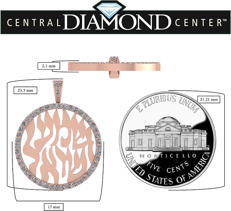 Central Diamond Center Shema Israel Full Hebrew Prayer Pendant Necklace in Solid Sterling Silver