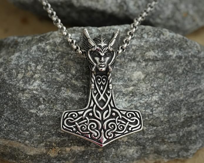 Baldur Jewelry - Thors Hammer Necklace Pendant Mjölnir - Viking Norse Thor Hammer Pendant Viking Jewelry - Thor Necklace - Thor Gifts for Men - Viking Necklace for Men
