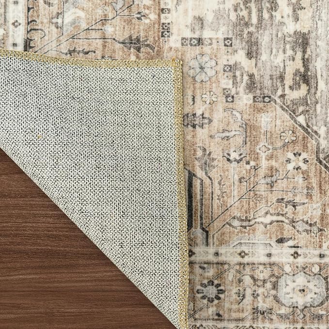 RUUGME 2x5 Oriental Runner Rug - Runner Rugs for Small Living Room/Bedroom/Dining Room -Stain Resistant Easy Clean Wahsable Soft Touch -Perfect for Apartments & Small Spaces 2x5 Beige