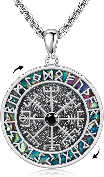 Compass Thor Hammer Necklace Sterling Silver Viking Compass Mjolnir Jewelry Gift for Men