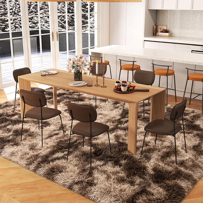Dssimo Brown Rug for Bedroom Living Room, 8x10 Soft Shaggy Area Rugs | Large Plush Furry Non-Slip Brown and Cream Rug for Nursery Kids Room Dorm Room Home Decor, Indoor Plush Floor Carpet