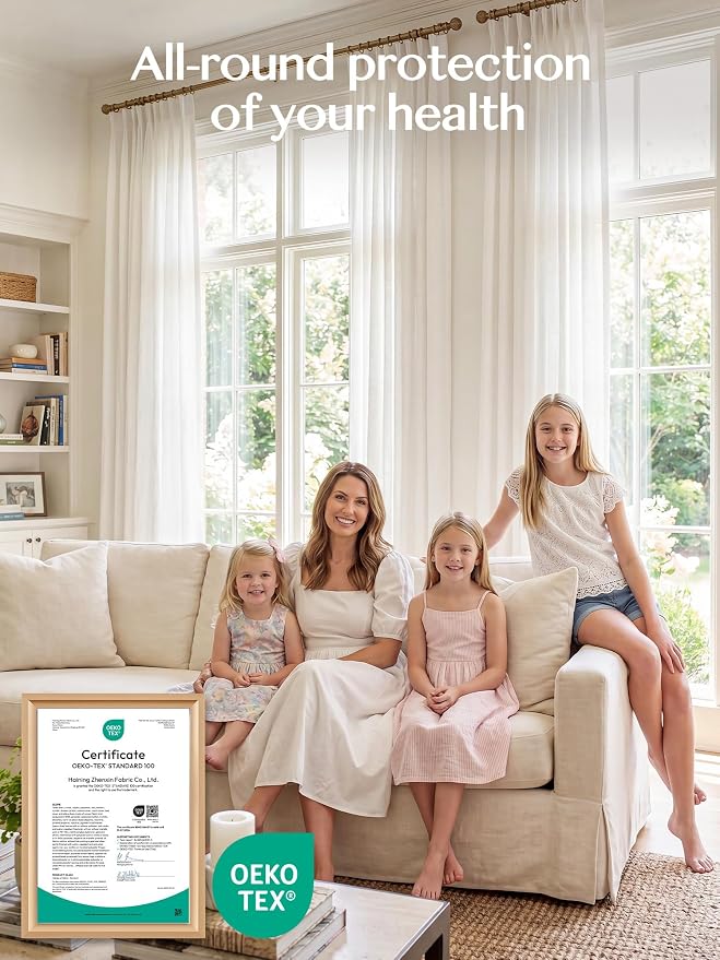 THREE GIRLS Liz Pinch Pleated Linen Curtains 72 Inches Long, Light Filtering Curtains for Living Room, Farmhouse Window Curtains for Bedroom, Modern Drapes with Hooks and Rings, White, 2 Panels Set