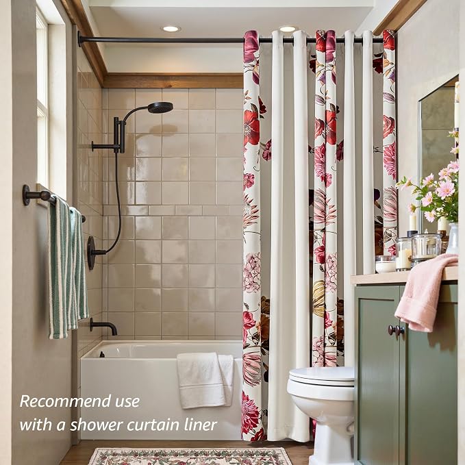 jinchan Beige Floral Blackout Curtains 84 Inch Vintage Grommet 2 Panels | Room darkening, privacy, vibrant flower print, retro boho bohemian drapes, bedroom, living room, fall decor, window treatment