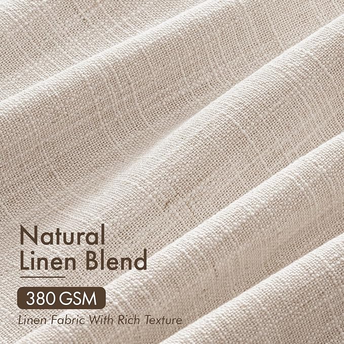MIULEE 4 Panels Set Pinch Pleated Linen Curtains 84 Inches Long for Living Room Bedroom, Thick Linen Textured Memory Trained Drapes Pleat Back Tab Light Filtering Linen Window Curtains with Hooks