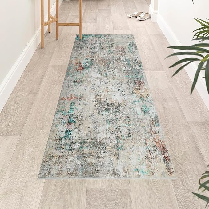 ROYHOME Modern Abstract 2x6 Runner Rug Washable Non Slip Stain Resistant Rug for Hallway Kitchen Bedroom Non Shedding Low Pile Indoor Floor Cover,Colorful