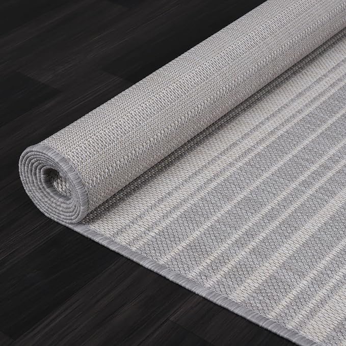 Luul Home Stripe Outdoor Rug 10x14 Washable Outside Carpet for Indoor Patio Porch Waterproof Easy Cleaning Non Shedding Area Rugs Gray 10 x 14