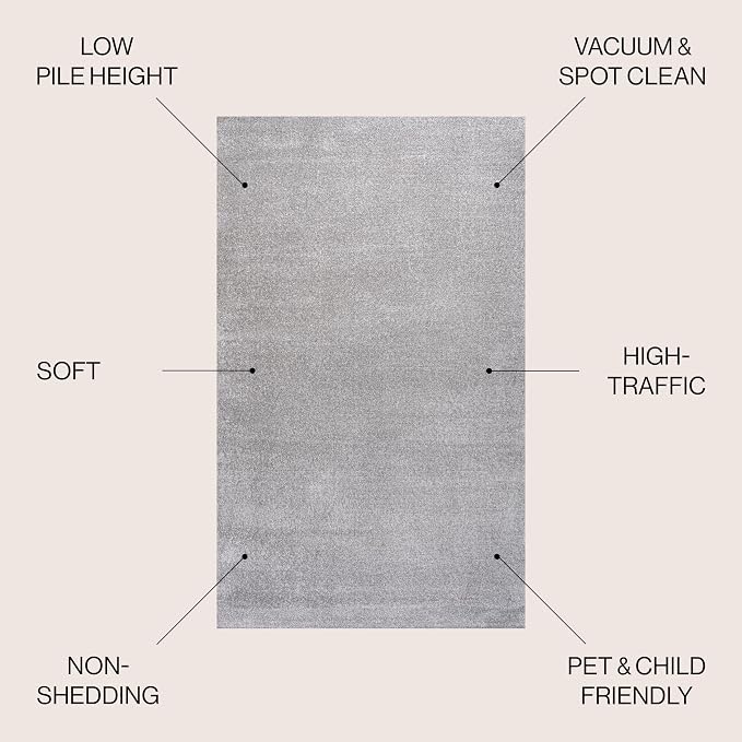 JONATHAN Y Haze Solid Low-Pile Light Gray Indoor Area Rug 9x12, Coastal,Bohemian,Minimalist,Classic, Easy-Cleaning for Living Room,Bedroom,Kitchen,Pet Friendly,Non-Shedding (SEU100K-9)