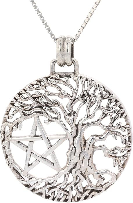 Jewelry Trends Sterling Silver Pentacle Tree of Life Wiccan Pendant Necklace 18"