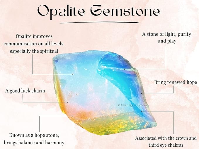 Amazing Gemstone Opalite Crystal Necklace for Women - Premium Raw Healing Crystals for Gifts for Mom, Mothers, Teen Girls and Girlfriend