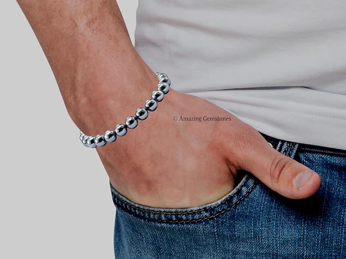 Amazing Gemstone Black Pearl Bracelet for Women Men's Gifts - Protection Healing Crystal Bracelet - 8mm Gemstone Beaded Adjustable Bracelet Pulseras para Hombres Mujer Stocking Stuffers