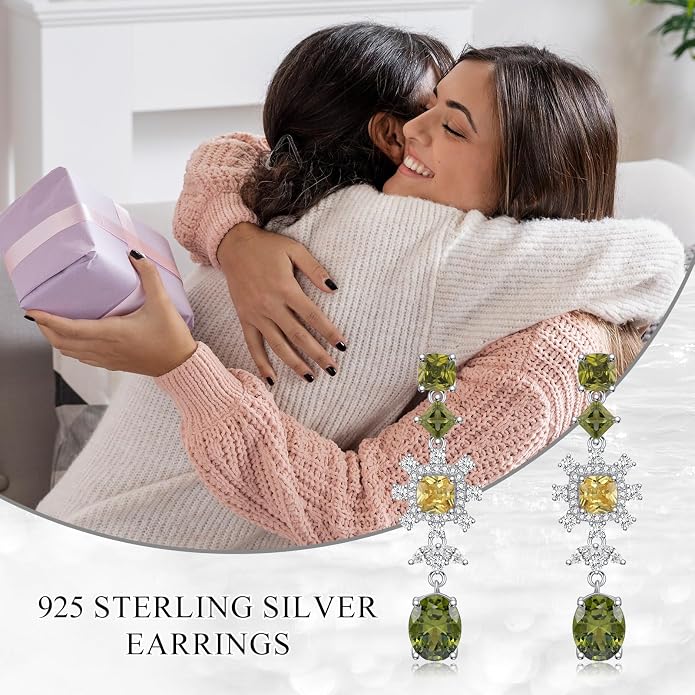 925 Sterling Silver Colorful Chandelier Teardrop Dangle Earrings Statement Flower Stud Earrings for Women Party Prom