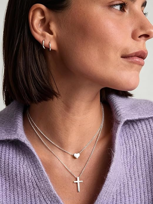 ChicSilver 925 Sterling Silver Cross/Heart/Butterfly/Star/Moon Necklace for Women, Hypoallergenic Dainty Small Silver Pendant Necklaces (with Gift Box)