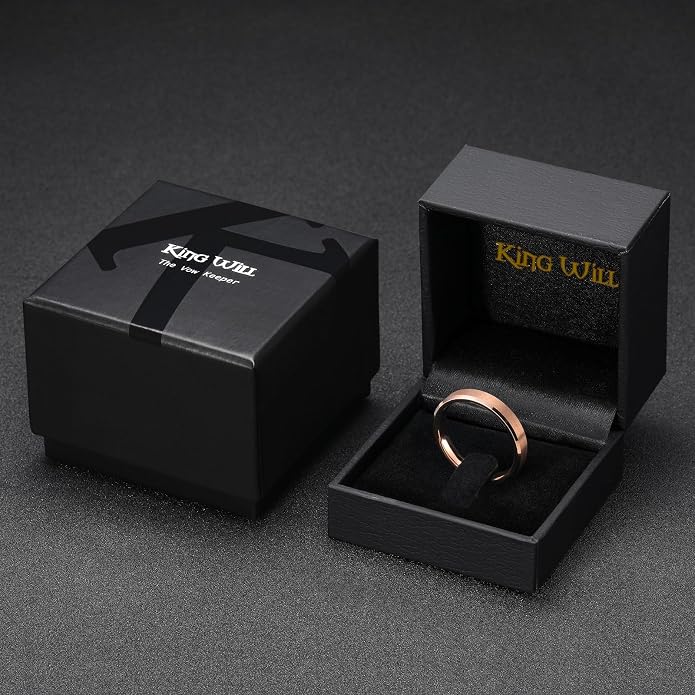 King Will Tungsten Men's Wedding Ring - Available in 6mm to 10mm, Black/Silver, Matte Finish, Beveled Polished Edge, Comfort Fit