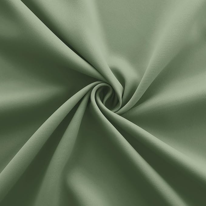 KOUFALL Blackout Curtains 63 Inch Long for Bedroom,Cute Boho Light Green Sage Black Out Room Darkening Thermal Curtain Drapes for Living Room 2 Panels Set Summer Insulated