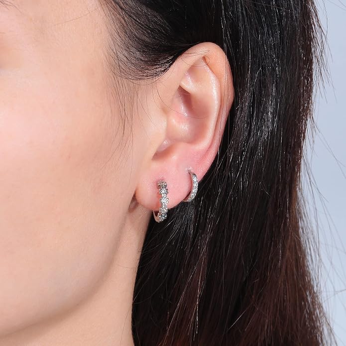 CiNily Small Hoop Earrings for Women Girls Flower Cubic Zirconia Huggie Earrings Hypoallergenic 14K Yellow Gold Plated Cartilage Earrings