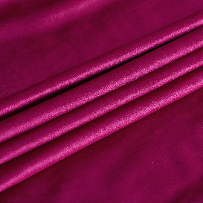 PRIMROSE Hot Pink Velvet Curtains 90 inch Long for Living Room,Set of 2 Panels Blackout Rod Pocket Back Tab Window Treatment Room Darkening Heavy Decorative Curtains Drapes for Bedroom