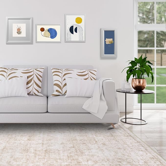 9x12 Area Rugs for Living Room Rug Washable: Modern Large Rug for Dining Room Bedroom Carpet Non Slip 9 by 12 Indoor Abstract Nursery Home Office Beige White