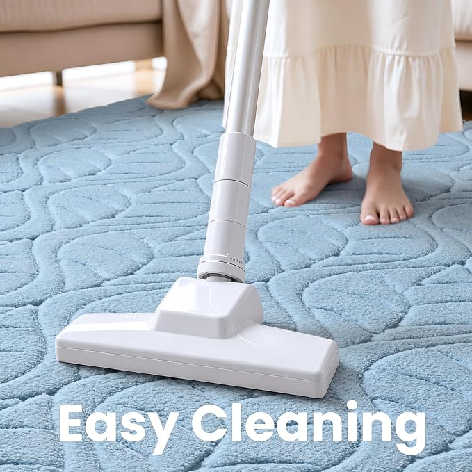 Macgace Ultra Soft Area Rug for Living Room, 5x7 Blue Geometric Shag Rugs | Washable Non-Slip Backing Medium Pile Modren Fuzzy Carpet for Kids Room, Girls Bedroom, Classroom, Dorm