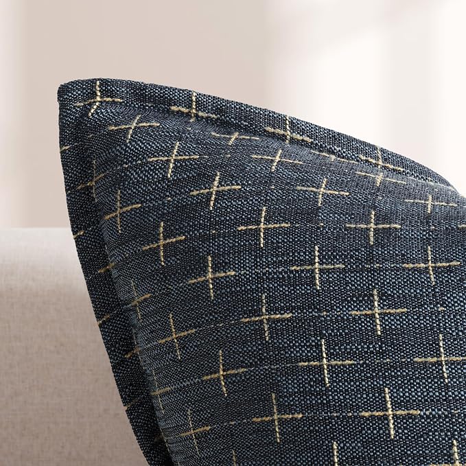 ZWJD Pillow Covers 18x18 Set of 2 Soft Polyester Textured Pillow Covers with Stylish Flange Edge Cozy Farmhouse Throw Pillows for Couch Bed Sofa Living Room