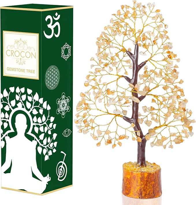 Crocon® Citrine Crystals Tree, Gifts, Birthday Gifts for Women, House Warming Gift New Home Decor, Healing Crystals Spiritual Present, Mom Birthday Gift Her, Decor, Gemstones Money Tree Positivity