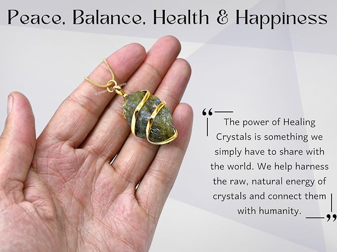 Amazing Gemstone Labradorite Crystal Necklace for Women - Premium Raw Healing Crystals for Gifts for Mom, Mothers, Teen Girls and Girlfriend