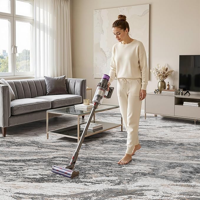 Area Rugs for Living Room: 5X7 Abstract Washable Rug Modern Neutral Large Soft Stain Resistant Non-Slip for Bedroom Dining Room Indoor Home Office Carpet - Taupe