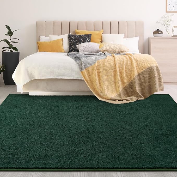 Gifeas Large Ultra Soft Modern Area Rugs for Living Room Bedroom, 4x6 Feet Deep Green Thickened Memory Foam Indoor Solid Minimalist Carpets, Non-Slip Comfy Rug for Boys Girls Nursery Room Home Decor