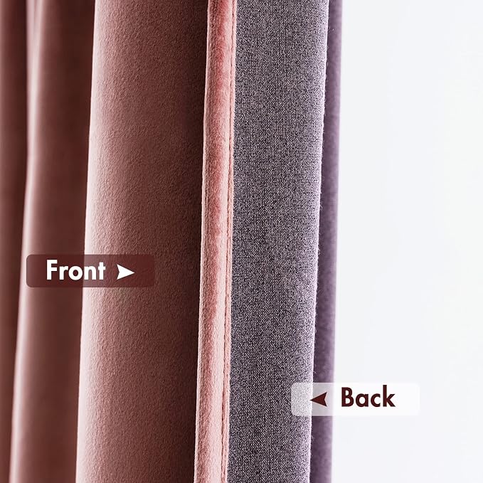 MIULEE Dusty Rose Pink Blackout Velvet Curtains 108 Inch Long 52"x108" Soft | Luxurious Bedroom Living Room Decor, Room Darkening, Thermal Insulated, Rod Pocket Design, Super Soft Fabric, Extra Long