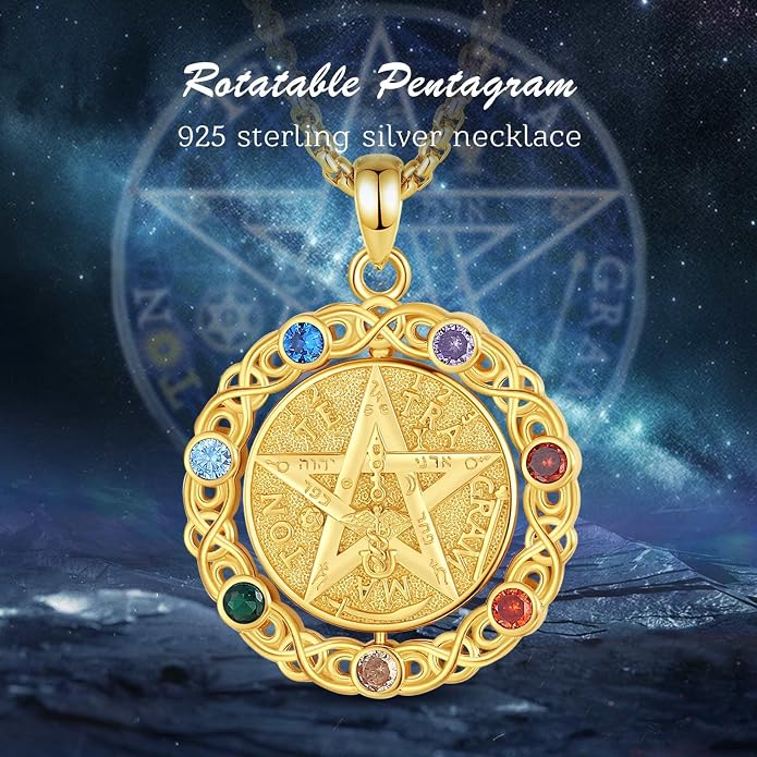 AEONSLOVE Tetragrammaton De Plata 925 Sterling Silver Tetragrammaton Necklace/Metatron Cube Pendant Amuleto De Proteccion Gifts for Women Men