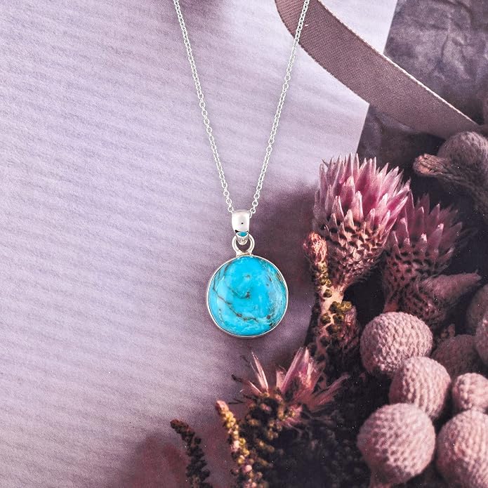 Natural Gemstone Pendant Necklace for Women Handmade Birthstone Healing Crystal Jewelry Chain 20" Stone Birthday Christmas Wedding Gifts for Her