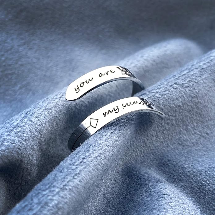 Vrycot Adjustable silvery Inspirational Stainless Steel Adjustable Bands Cool Stacking Opening Gift for Women Statement