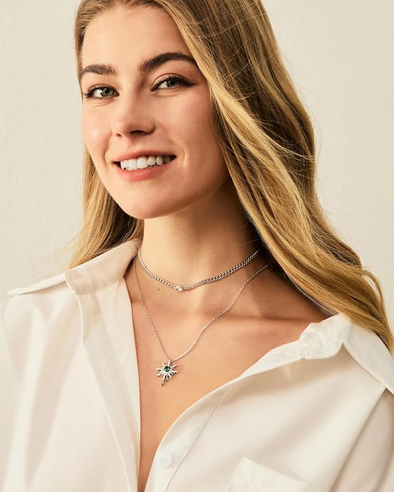 FANCIME Soluna Nexus Necklace for Women Sterling Silver Moon Jewelry Sun Pendant Fine Jewelry Gemstone Birthday Mothers Day Gifts for Wife