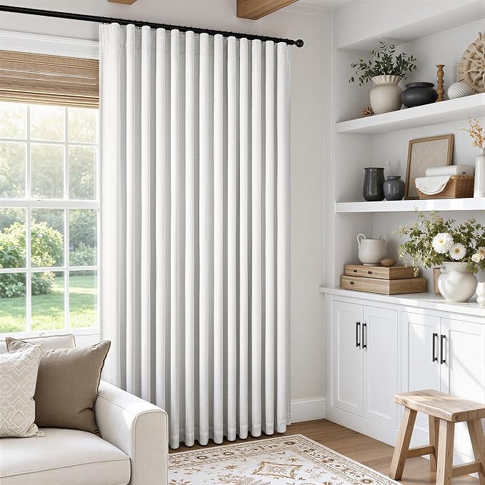 Topfinel 72 Inch Wide 100% Blackout Linen Blackout Curtains for Living Room 90 Inch Natural Back Tab Black Out Drapes Memory Shaped Window Curtains for Bedroom 72" W*90" L 1 Panels