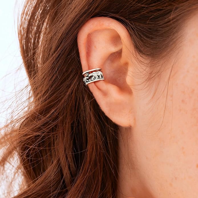 CHIC & ARTSY 925 Sterling Silver Ear Cuffs for Women, Non Piercing Clip On Cartilage Cuffs, Adjustable Fake Conch & Helix Earrings, Gold Plated & Oxidized Various Styles