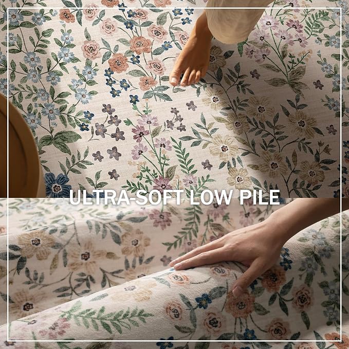 Washable Kitchen Rug Runners for Hallways: 2'x10' Bedroom Rug Non Slip Low Pile Stain Resistant Soft Indoor Floor Carpet Runner Rug for Entryway Hallway Kitchen Laundry Room Farmhouse