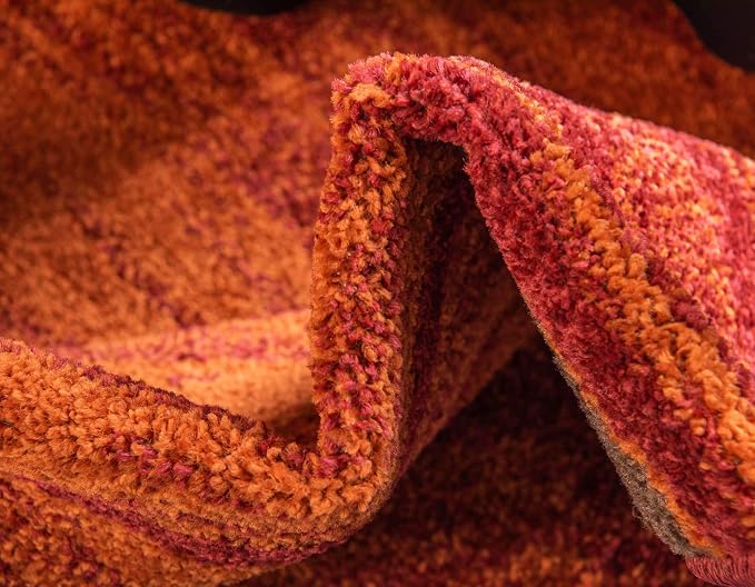 Unique Loom Autumn Collection Modern Contemporary Casual Abstract Area Rug (Terracotta/ Burgundy Border, 5 x 8 ft Rectangular)
