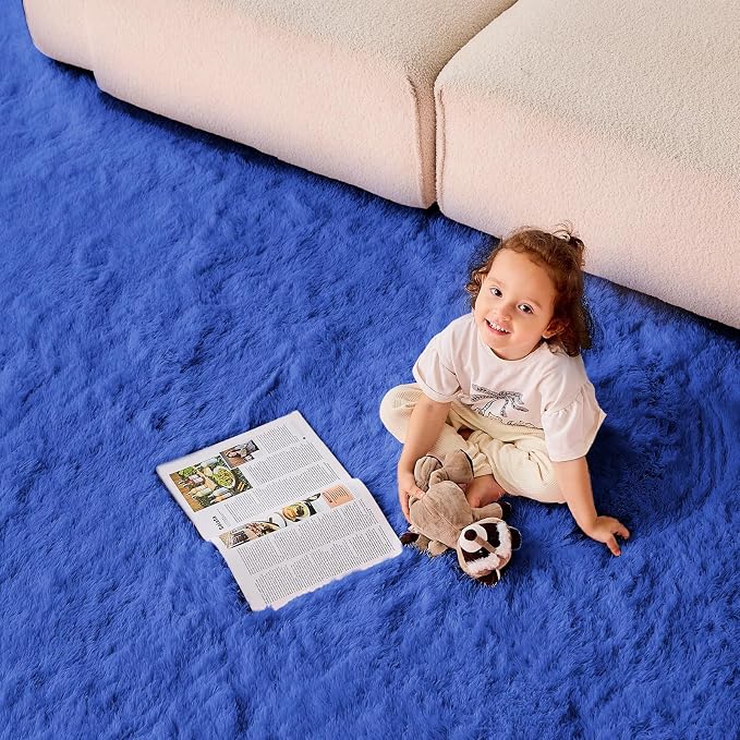 OPPODREAM 4x6 Royal Blue Rugs for Bedroom, Ultra-Soft Fluffy Area Rugs for Living Room, 4 x 6 Shag Carpet for Nursery, Kids, Girl, Boy, Baby, Plush, Fuzzy, Shaggy, Cute Home Decor