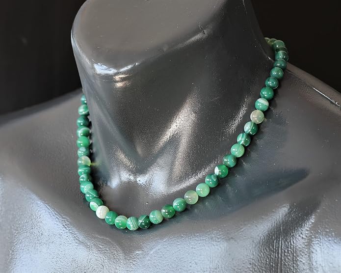 Natural Gemstone Beaded Choker Necklace | 8mm Handmade Adjustable Jewelry for Men & Women | Chakra Balancing Crystal Necklace | Spiritual Gift | Macrame Cord with Extender