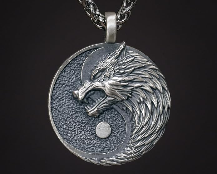Yin Yang Necklace For Men Ancient Looking High Quality Pendant Jewelry - Yin Yang Gifts - Viking Jewelry for Men
