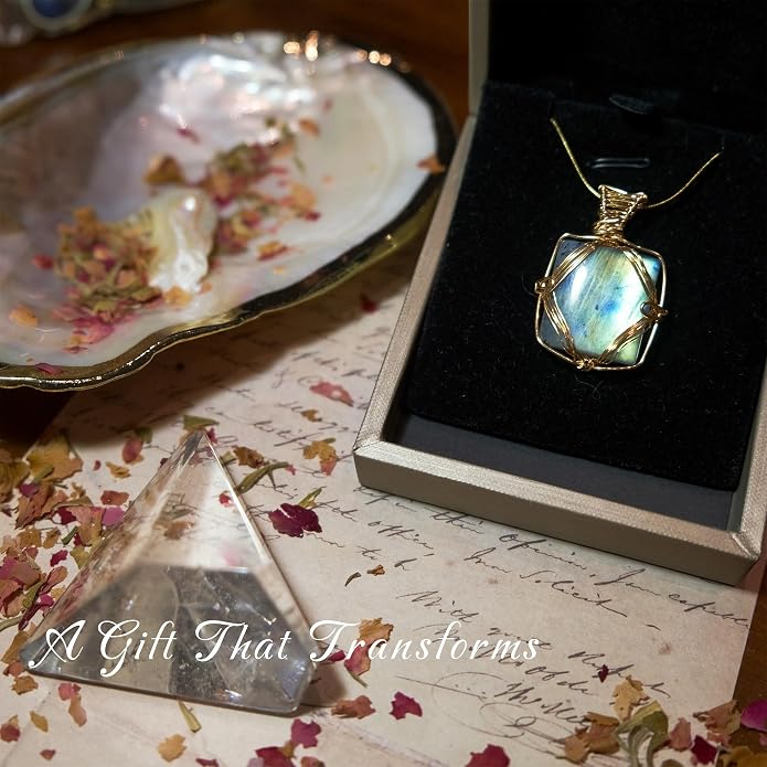 Natural Faceted Labradorite Pendant Necklace – Unique Stone of Magic & Transformation, Iridescent Flash Gemstone Jewelry, Handmade Healing Crystal Gift for Women, Birthday, Anniversary, Spiritual Awakening & Intuition