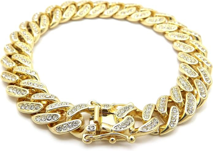 Fashion 21 Women's Stone Filled 10mm, 12mm Various Length Box Lock Cuban Chain Anklet