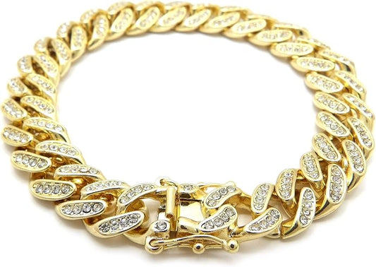 Fashion 21 Women's Stone Filled 10mm, 12mm Various Length Box Lock Cuban Chain Anklet