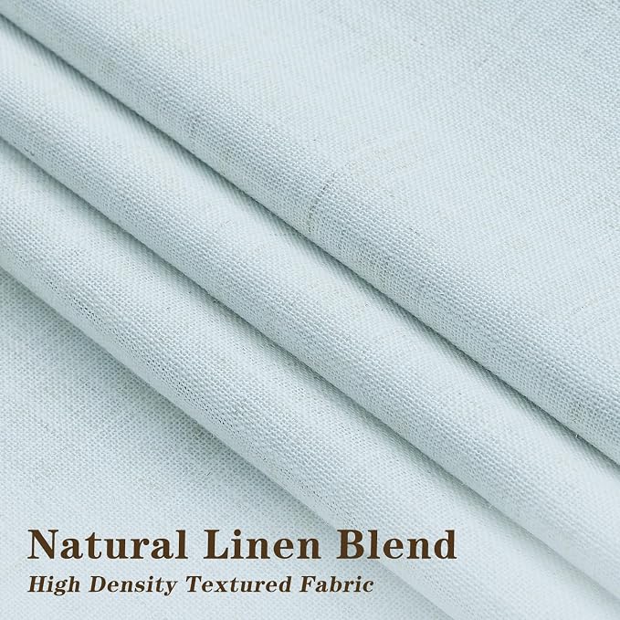 IVAPUPU Blue Pinch Pleated Full Blackout Linen Curtains for Bedroom, Black Out Curtains 90 Inches Long for Living Room Darkening Thermal Insulated Neutral Pleat Drapes with 16 Hooks, 2 Panels
