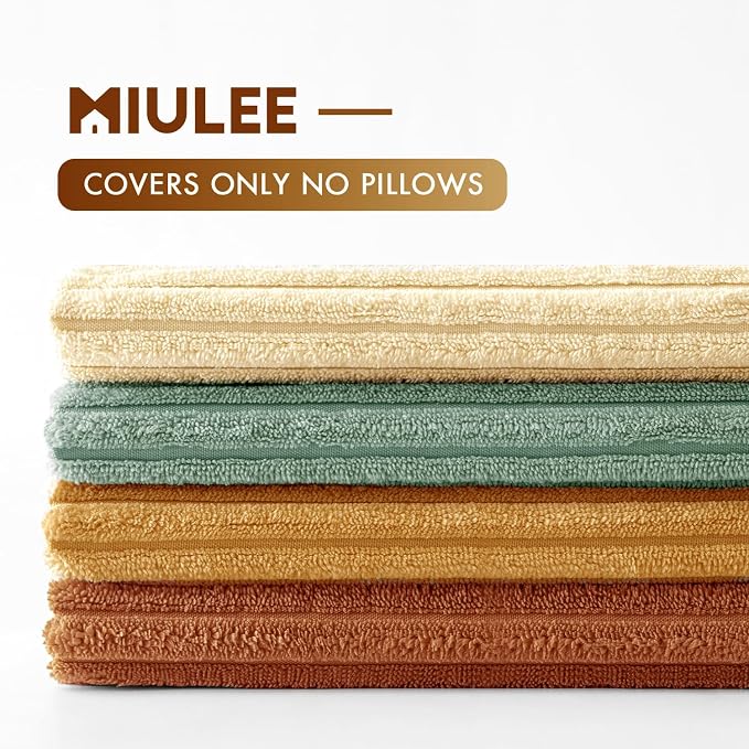 MIULEE Boho Farmhouse Throw Pillow Covers 20x20 Inch Set of 4 Summer Modern Natural Decorative Cushion Covers Soft Corduroy Fall Decor for Couch Bed Sofa Living Room Orange Teal Gradient Series